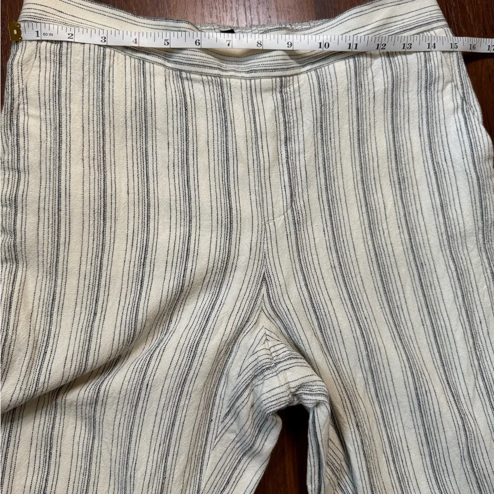 Banana Republic Hayden Blue and White Striped Cropped Pants Linen Blend Sz 6